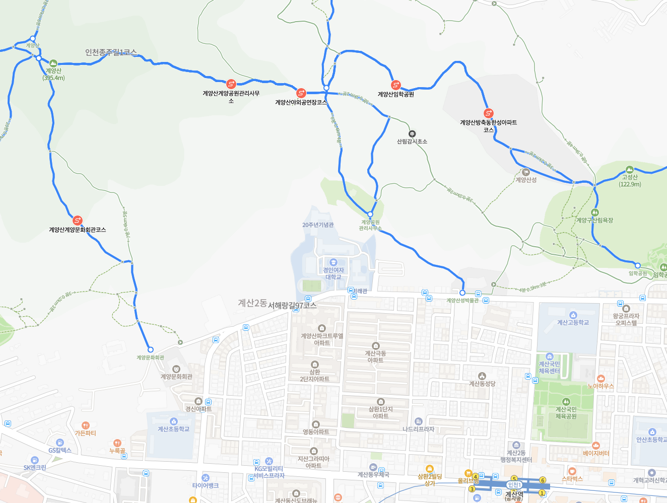 Gyeyangsan Hiking trail map